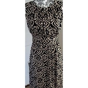 Comfy beige and black print sleeveless dress